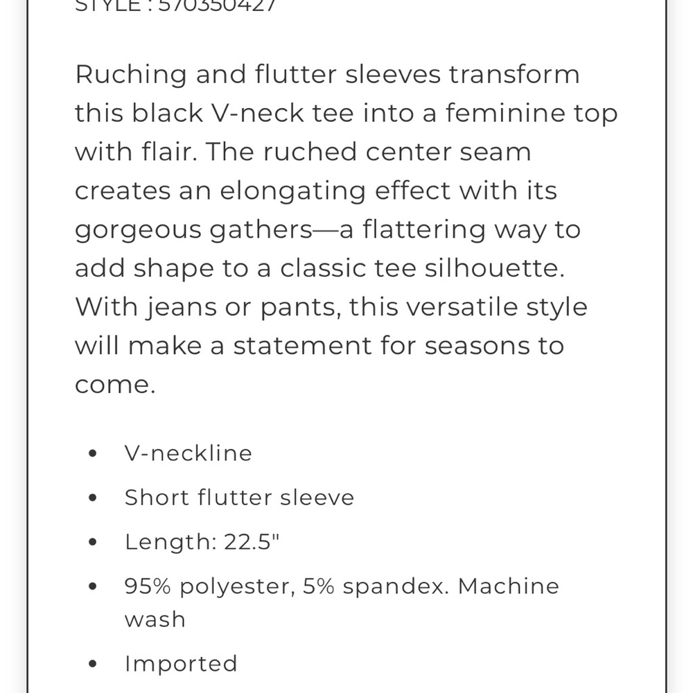 WHBM Black Ruched Front Tee - Picture 5 of 7